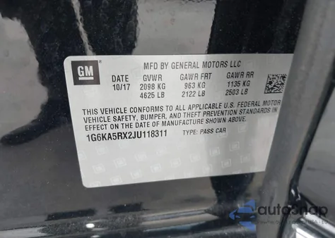 2018 Cadillac Ct6 Standard z USA, uszkodzony, nr VIN 1G6KA5RX2JU118311